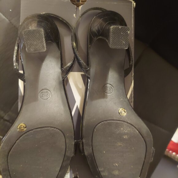 Worthington Black Crocodile Open Toe Sling Back Sandals - Picture 4 of 5